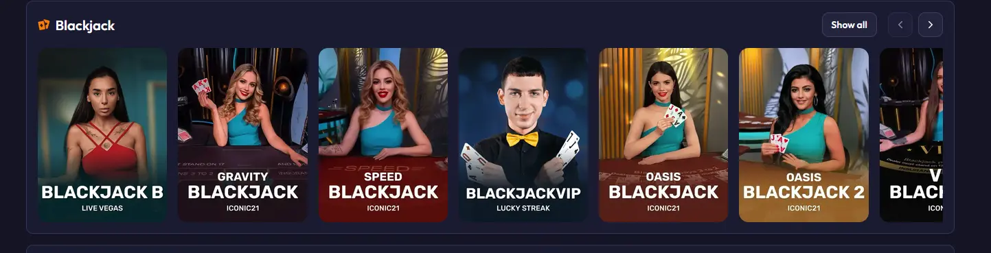 Spinrise live blackjack tables with multiple betting limits
